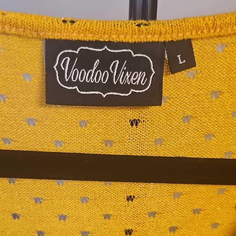 Voodoo Vixen Sunny Yellow Eyelet Blouse - Picture 2 of 5
